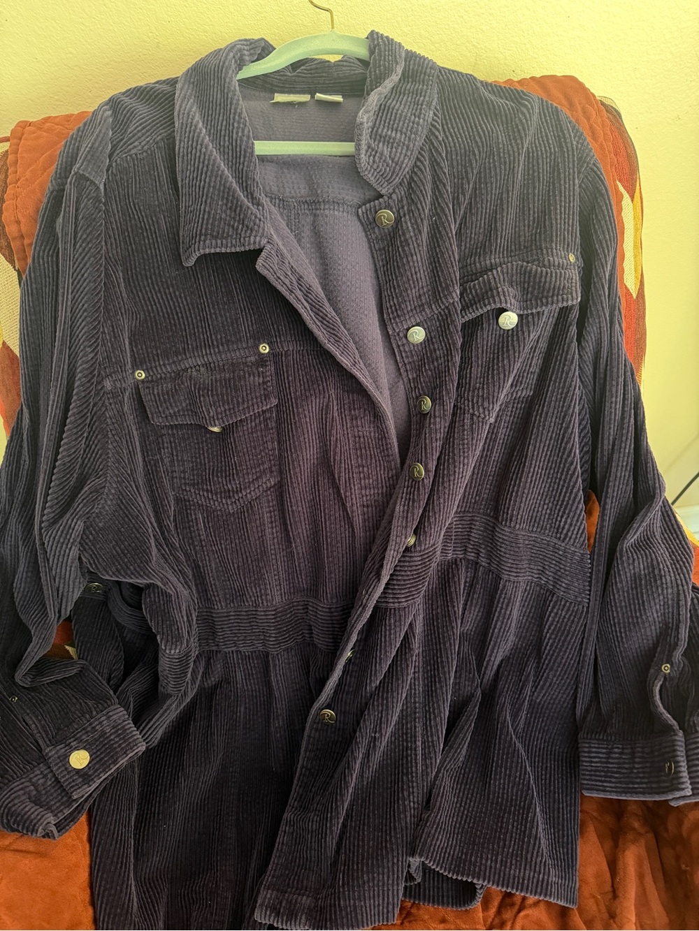 Roaman's Corduroy Button-Front Jacket - Deep Plum